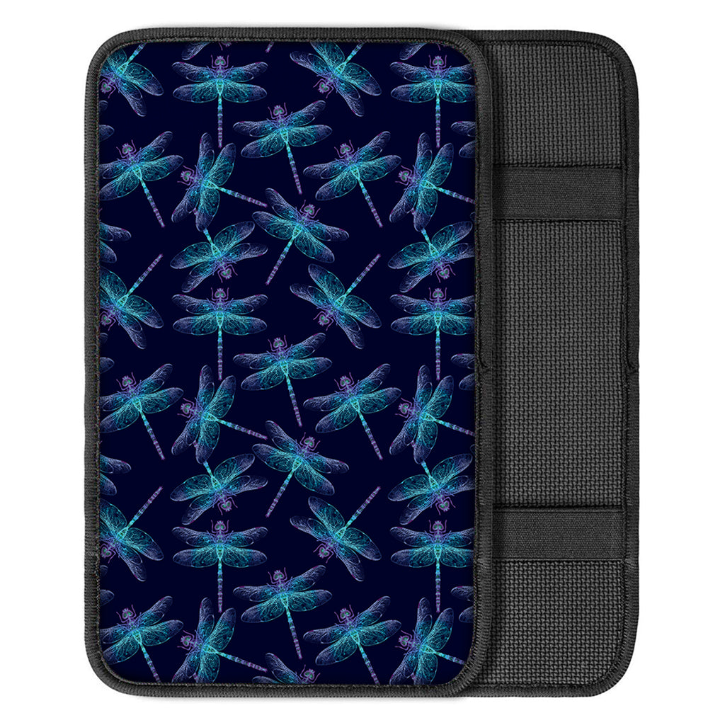 Teal And Purple Dragonfly Pattern Print Car Center Console Cover