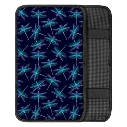 Teal And Purple Dragonfly Pattern Print Car Center Console Cover