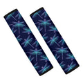 Teal And Purple Dragonfly Pattern Print Car Seat Belt Covers