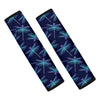 Teal And Purple Dragonfly Pattern Print Car Seat Belt Covers