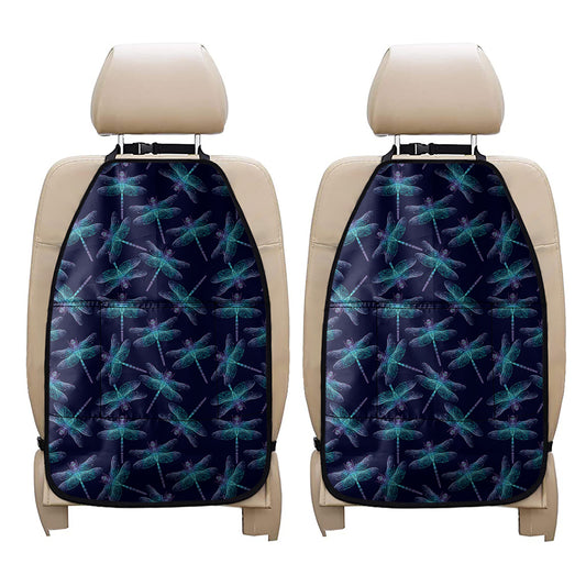 Teal And Purple Dragonfly Pattern Print Car Seat Organizers