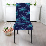 Teal And Purple Dragonfly Pattern Print Dining Chair Slipcover
