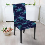 Teal And Purple Dragonfly Pattern Print Dining Chair Slipcover