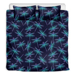 Teal And Purple Dragonfly Pattern Print Duvet Cover Bedding Set