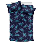 Teal And Purple Dragonfly Pattern Print Duvet Cover Bedding Set