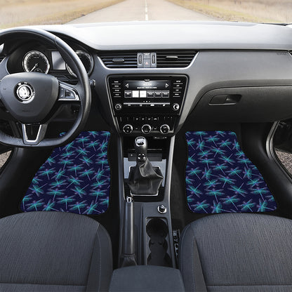Teal And Purple Dragonfly Pattern Print Front and Back Car Floor Mats