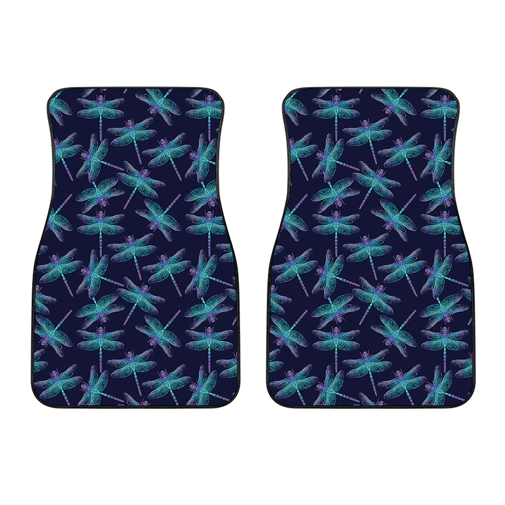 Teal And Purple Dragonfly Pattern Print Front Car Floor Mats