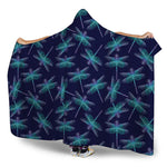 Teal And Purple Dragonfly Pattern Print Hooded Blanket