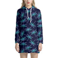 Teal And Purple Dragonfly Pattern Print Pullover Hoodie Dress