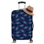 Teal And Purple Dragonfly Pattern Print Luggage Cover
