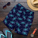 Teal And Purple Dragonfly Pattern Print Men's Shorts