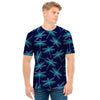 Teal And Purple Dragonfly Pattern Print Men's T-Shirt