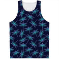 Teal And Purple Dragonfly Pattern Print Men's Tank Top