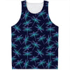 Teal And Purple Dragonfly Pattern Print Men's Tank Top
