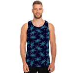 Teal And Purple Dragonfly Pattern Print Men's Tank Top