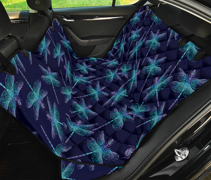 Teal And Purple Dragonfly Pattern Print Pet Car Back Seat Cover