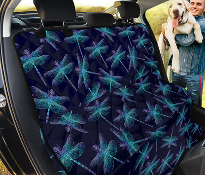 Teal And Purple Dragonfly Pattern Print Pet Car Back Seat Cover