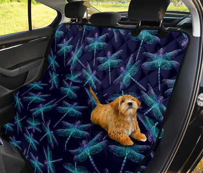 Teal And Purple Dragonfly Pattern Print Pet Car Back Seat Cover