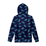 Teal And Purple Dragonfly Pattern Print Pullover Hoodie