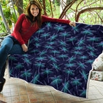 Teal And Purple Dragonfly Pattern Print Quilt