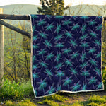 Teal And Purple Dragonfly Pattern Print Quilt