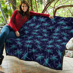 Teal And Purple Dragonfly Pattern Print Quilt