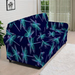 Teal And Purple Dragonfly Pattern Print Sofa Cover