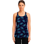 Teal And Purple Dragonfly Pattern Print Women's Racerback Tank Top