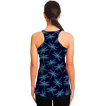 Teal And Purple Dragonfly Pattern Print Women's Racerback Tank Top