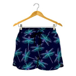 Teal And Purple Dragonfly Pattern Print Women's Shorts