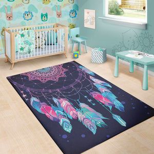 Teal And Purple Dream Catcher Print Area Rug