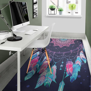 Teal And Purple Dream Catcher Print Area Rug