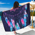 Teal And Purple Dream Catcher Print Beach Sarong Wrap