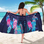 Teal And Purple Dream Catcher Print Beach Sarong Wrap