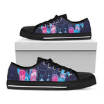 Teal And Purple Dream Catcher Print Black Low Top Shoes 