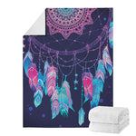 Teal And Purple Dream Catcher Print Blanket