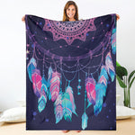 Teal And Purple Dream Catcher Print Blanket