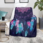 Teal And Purple Dream Catcher Print Blanket