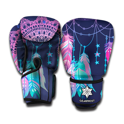 Teal And Purple Dream Catcher Print Boxing Gloves