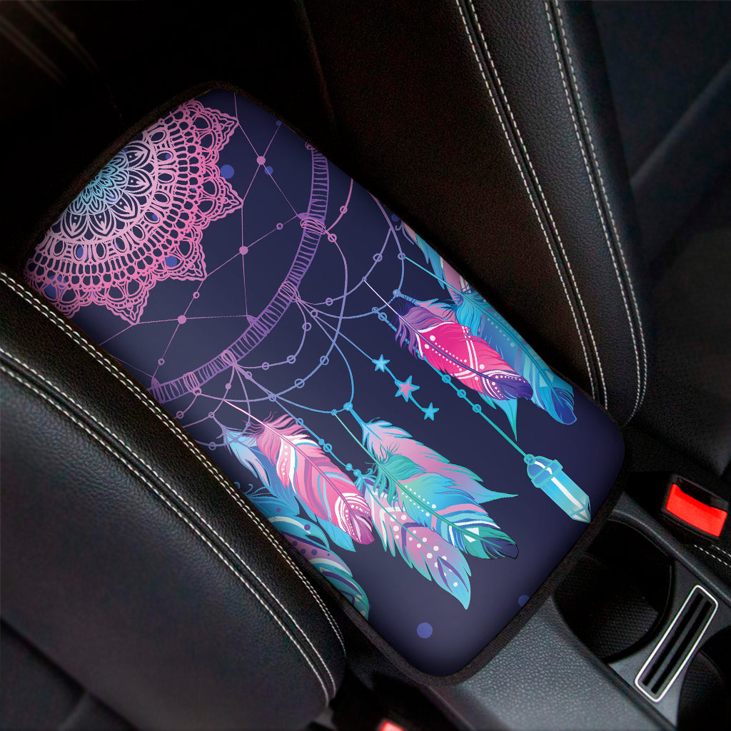 Teal And Purple Dream Catcher Print Car Center Console Cover