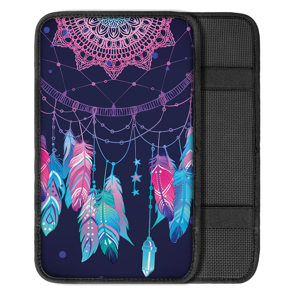 Teal And Purple Dream Catcher Print Car Center Console Cover