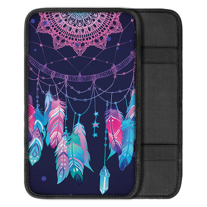 Teal And Purple Dream Catcher Print Car Center Console Cover