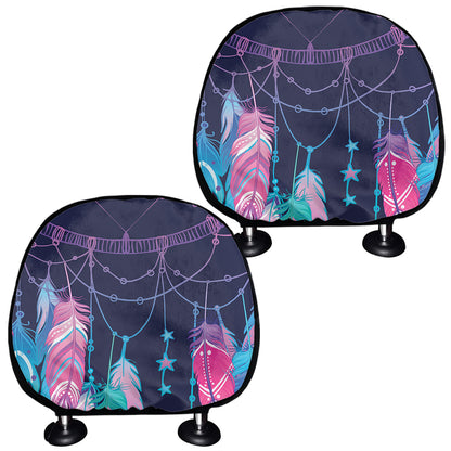 Teal And Purple Dream Catcher Print Car Headrest Covers