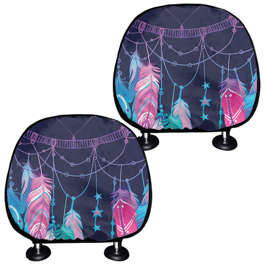 Teal And Purple Dream Catcher Print Car Headrest Covers