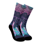 Teal And Purple Dream Catcher Print Crew Socks