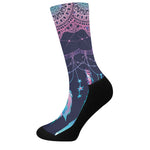 Teal And Purple Dream Catcher Print Crew Socks