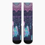 Teal And Purple Dream Catcher Print Crew Socks