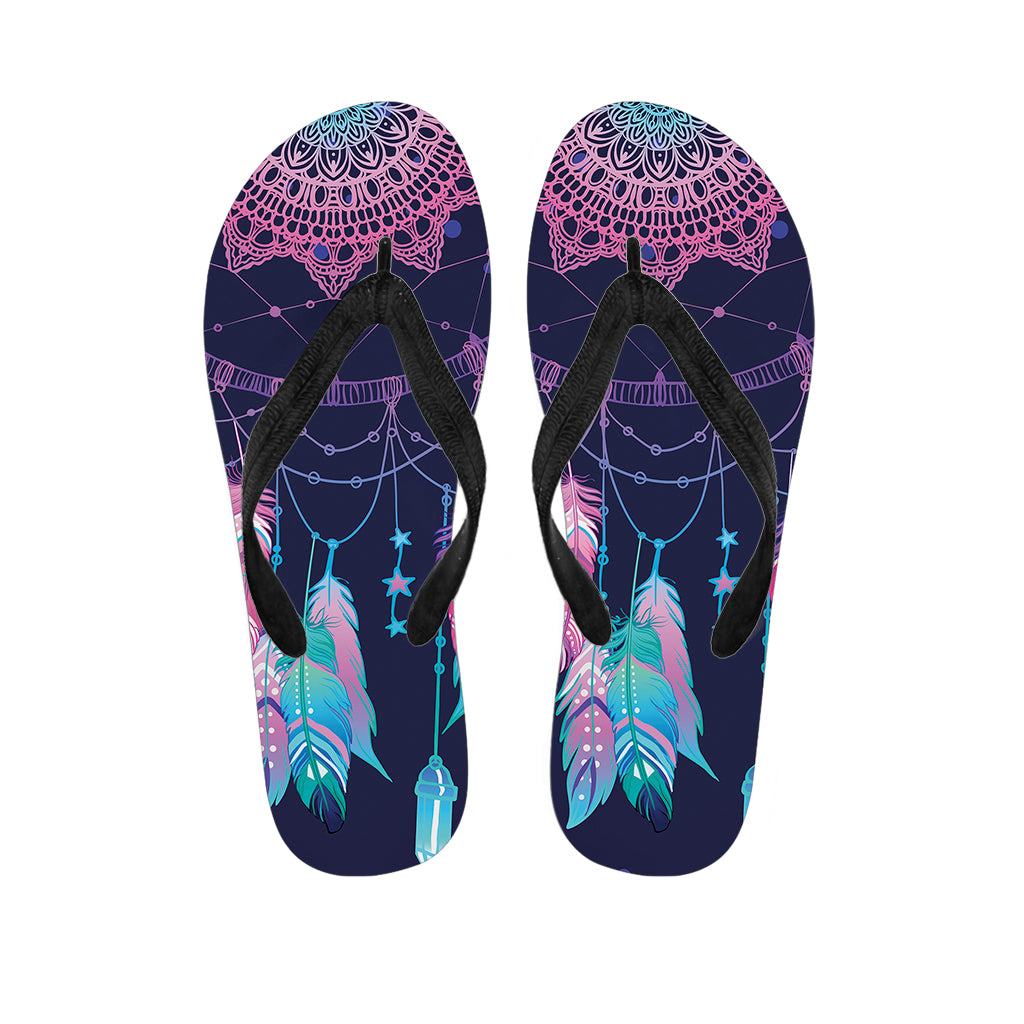 Teal And Purple Dream Catcher Print Flip Flops