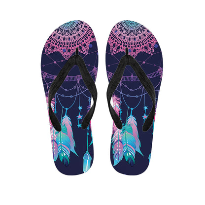 Teal And Purple Dream Catcher Print Flip Flops