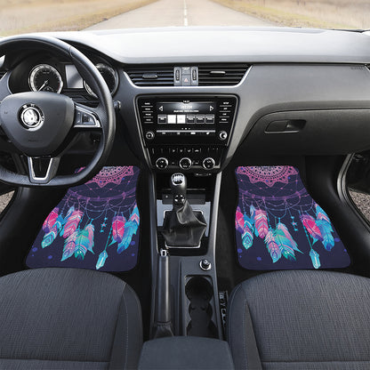 Teal And Purple Dream Catcher Print Front and Back Car Floor Mats